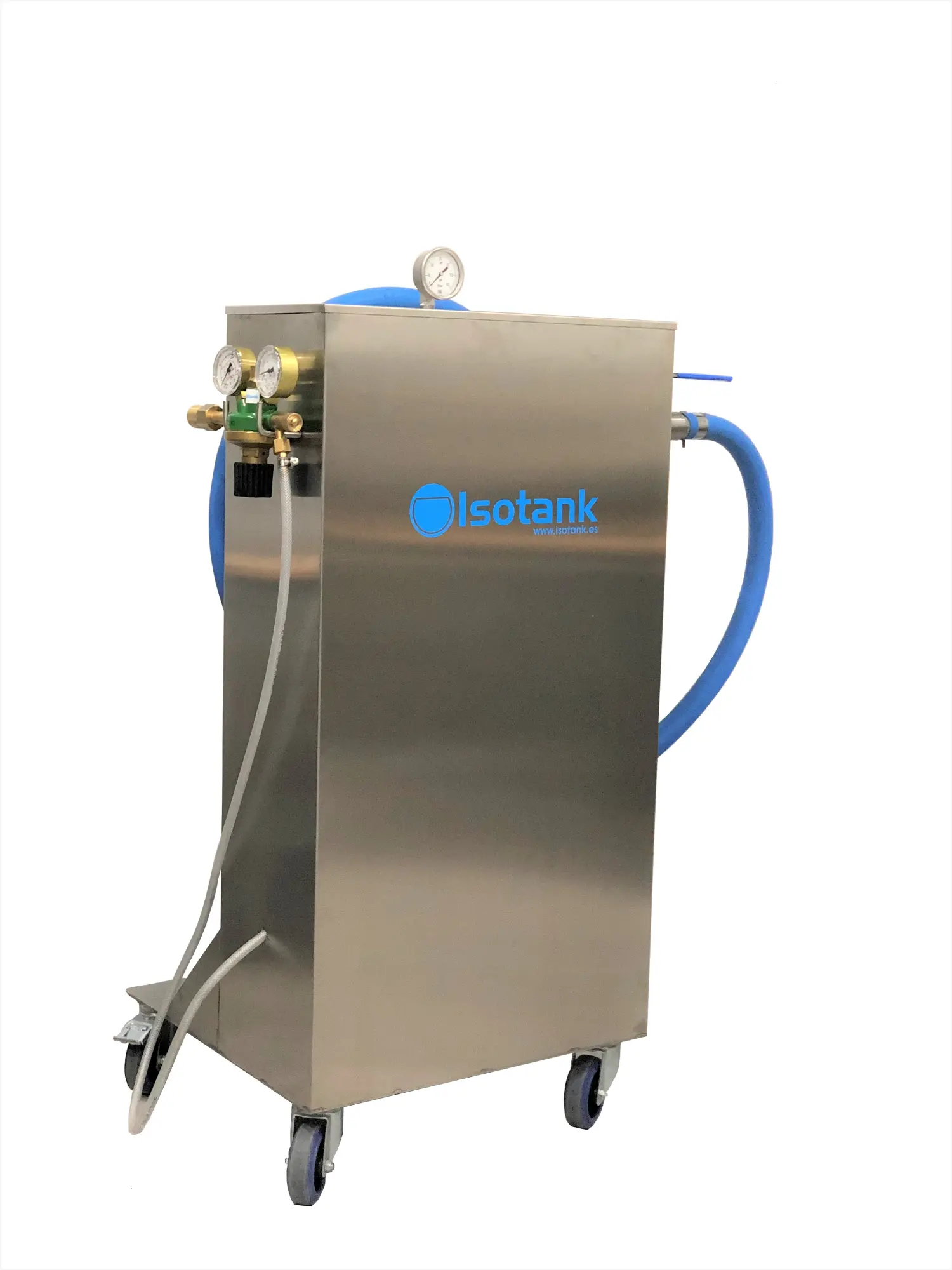 ISO-N7 equipo de inertización con nitrógeno para depósitos alimentarios ISOTANK — sistema portátil en acero inoxidable con manómetros y manguera